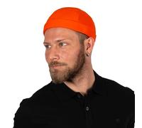 HATSQUARE Cotton Docker Cap, Unisex Brimless, Men Skull, Brimless Beanie Hat, Men Women Cuffed Hat - Orange