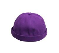 HATSQUARE Cotton Docker Cap, Unisex Brimless, Men Skull, Brimless Beanie Hat, Men Women Cuffed Hat - Purple