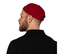 HATSQUARE Cotton Docker Cap, Unisex, Skull, Brimless Beanie, Men Women Cuffed Hat - Burgundy