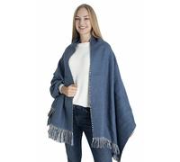 HATSQUARE Women Winter Oversize Shawl, Blanket Scarf, Soft Warm Double Sided Pashmina Shawl, Houndstooth Wrap Long Scarf - Indigo