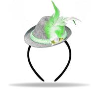 Hatstar Mini Seppel Hat with Headband, Miniature Costume Hat with Feather in Green, Costume Accessory for Oktoberfest Outfit for Men and Women