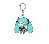 Hatsu Ne Acrylic Keychain Cute HatsuNe MK Figure Pendant Keyrings Key Accessories Cell Phone Pendant Bag Decoration Cos Props (A)