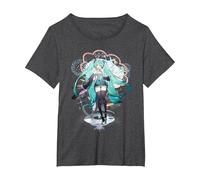 Hatsune Miku Anime Mascot Singer CV01 T-Shirt, Women's Plus, Dark Heather Grey, 4X