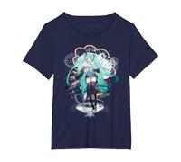 Hatsune Miku Anime Mascot Singer CV01 T-Shirt, Women's Plus, Navy Blue, 4X