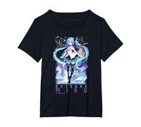 Hatsune Miku Anime Mascot Vocal Software T-Shirt, Women's Plus, Black, 2X