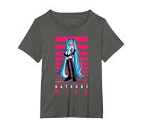 Hatsune Miku CV01 Anime Vocal Software Mascot T-Shirt, Women's Plus, Asphalt Grey, 6X