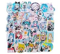 Hatsune Miku Stickers 50-Pcs, Japanese Anime VSCO Decals for Laptop Water Bottle Guitar Travel Case iPhone iPad Luggage Bike, Waterproof Sun Protection Vinyl Graffiti Sticker for Kids Teens Girls