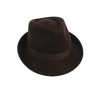 hatsXcaps 100% Wool Felt Fedora Hat for Men & Women, Classic Short Brim Trilby Style with Teardrop Crown & Bow Band, Lightweight Winter Jazz Hat for Formal (UK, Alpha, XL, Standard, Toffee Brown)