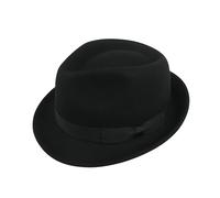 hatsXcaps 100% Wool Felt Fedora Hat for Men & Women, Classic Short Brim Trilby Style with Teardrop Crown & Bow Band, Lightweight Winter Jazz Hat for Formal (UK, Alpha, L, Standard, Mystery Black)