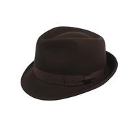 hatsXcaps 100% Wool Felt Fedora Hat for Men & Women, Classic Short Brim Trilby Style with Teardrop Crown & Bow Band, Lightweight Winter Jazz Hat for Formal (UK, Alpha, L, Standard, Toffee Brown)