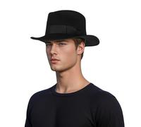 hatsXcaps Classic Fedora Hat for Men & Women | Wide Brim Wool Felt Gangster hat with Black Ribbon Band | Vintage Western Trilby Style for Casual & Formal Wear | Stylish & Comfortable All-Season Hat