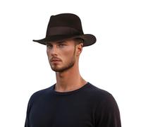 hatsXcaps Classic Fedora Hat for Men & Women | Wide Brim Wool Felt Gangster hat with Black Ribbon Band | Vintage Western Trilby Style for Casual & Formal Wear | Stylish & Comfortable All-Season Hat