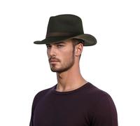 hatsXcaps Classic Wide Brim Fedora Hat for Men & Women | 100% Wool Indiana Jones Style Gangster Hat with Leather Band & Sweatband | Elegant Western Travel hat for Casual & Formal Wear Irish Green