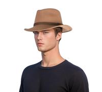 hatsXcaps Classic Wide Brim Fedora Hat for Men & Women | 100% Wool Indiana Jones Style Gangster hat with Leather Band & Sweatband | Elegant Western Travel Hat for Casual & Formal Wear