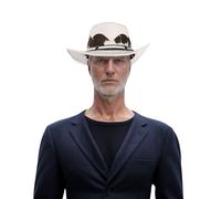 hatsXcaps Handcrafted Leather Cowboy Hat for Men and Women | Western Style Cattleman Hat with Braided Leather Band & Cow Fur Details | Premium Rodeo Hat for Festivals, Ranch, and Outdoor Events