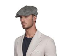 hatsXcaps Newsboy Cap for Men & Women, 100% Scottish Wool 8-Panel Baker Boy Flat Cap, Vintage Peaky Blinders Style Gatsby Hat, Classic Herringbone Cap (UK, Alpha, XXL, XXL 62-63cm, Cool Grey)