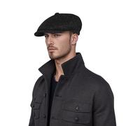 hatsXcaps Newsboy Caps for Men and Women - 100% Harris Tweed Baker Boy Mens Flat Cap - Fashionable and Long-Lasting - Perfect for Winter Season (UK, Alpha, L, Standard, Mystery Black)