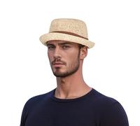hatsXcaps Pork Pie hat for Men & Women | 100% Paper Straw Trilby Hat | Lightweight Summer hat for Beach, Travel & Casual Wear | Breathable Jazz Fedora hat with Sweatband Lining Tan