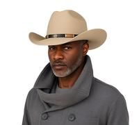 hatsXcaps Premium Felt Cowboy Hat for Men & Women | Stiff Wool Western Hat with Wide Brim, Leather Hatband & Sweatband | Classic Cattleman Rancher Hat for Rodeo (UK, Alpha, XL, Standard, Biscuit Tan)