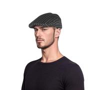 hatsXcaps Unisex Black Pinstripe Flat Cap | Classic Men’s Cabbie Hat, Lightweight Newsboy Cap, Breathable Summer Hat for Casual, Outdoor, Driving, Peaky Blinders Style