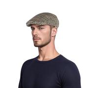 hatsXcaps Unisex Dogtooth Check Tweed Flat Cap - Lightweight & Comfortable Summer Hat - Classic Cabbie Peaky Blinders Style Hats for Men (UK, Alpha, XL, Standard, Beige)