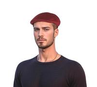 hatsXcaps Unisex Wool Herringbone Gatsby Flat Cap - Comfortable Fit with Quilted Lining - Lightweight Classic Minimalist Peaky Blinders Style Hats for Men (UK, Alpha, XL, Standard, Ruby Red)