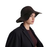 hatsXcaps Women's Wide Brim Wool Floppy Sun Hat with Ribbon, Classic England Bucket Hat, Foldable Sun Protection Hats (UK, Alpha, One Size, Adjustable, Brown)