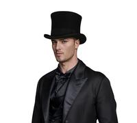 hatsXcaps Wool Felt Victorian Top Hat for Men & Women | Classic Formal Hat with Bow Band & Removable Feather | Vintage Western Style Taller Top Hat for Weddings and Events