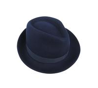 hatsXcaps Wool Trilby Fedora Hat for Men and Women | Short Brim, Teardrop Crown, Lightweight, Packable, Classic Design, Short Brim Fedora Hat, Water Resistant Midnight Blue