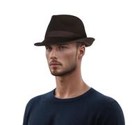 hatsXcaps Wool Trilby Hat for Men & Women | 100% Wool Felt Mens Fedora Hats | Teardrop Crown, Packable & Durable Short Brim Fedora Hats for Women (UK, Alpha, M, Standard, Toffee Brown)