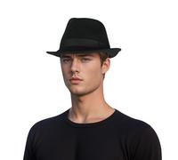 hatsXcaps Wool Trilby Hat for Men & Women | 100% Wool Felt Mens Fedora Hats | Teardrop Crown, Packable & Durable Short Brim Fedora Hats for Women (UK, Alpha, L, Standard, Mystery Black)