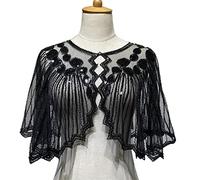 Hattba 1920s Glistening Shawl For Women Flapper Evening Dress Accessories For Prom Women Wrap Shrug Scarf Elegant Sequins