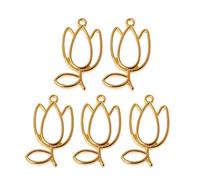 Hattba 5 Pcs Tulips Flower Metal Frame Frame Open Bezel Setting UV Resin For W/Loop For Jewelry Makin Stickers Girls