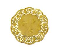 Hattba 50Pcs 3.5 Inch Hollow Floral Round Lace Paper Doilies Party Gold Placemat