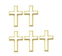 Hattba 5pcs Elegant Gold Crucifix Brooch Handmade Unisex Alloy Badge Corsage Pin for Religious Event and Fashionable Outfits