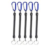 Hattba 5Pcs Fishing Lanyards With Carabiner Fishing Coiled Lanyards Tool Retractables Safe Rope For Plier Boatings Tool Retractables