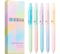 Hattba 5Pcs Retractable Gel Pen 0.5MM Tip Quick Dry Smooth To Write School Office Supplies For Adult Student Writing Journaling Quick Dry
