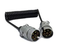 Hattba 7 Pin Metal Trailer Plugs For W/curly Extension Cable Lead 1.5M Male To Male 12V Trailer Lighting Board Accessor Accessories For Inside Kitchen Plates