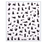 Hattba Bowknot Cat 3D Nails Art Stickers, ABS Material, Retro Style, Animal Print, For Nails, Phone Case, Clothes, Shoes, Wall, DIYs Jewelry Making, Indoor Use