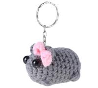 Hattba Bowknot Sad Hamster Keychain Plush Bowknot Hamster Key Chain Charm Attractive Keyrings Bag Hanging Decoration