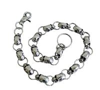 Hattba Casual Skull Pant Chain Double Hook Heavy Strong Biker Wallet Chain Punk Skull-Head Metal Keychain Clasp Skull Pant