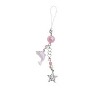 Hattba Dolphin Beaded Pendant Cellphone Charm Phone Chain Functional Keychain Ornament Keyring for Bag Purse Backpack