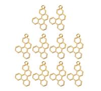 Hattba Gold Honeycomb Pendant Resin Frame 10x/Set Open Bezel Setting with Loop for Necklace Jewelry Making