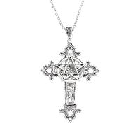 Hattba Silver Moth Skull Pendant Necklace Jewellery Goth Death Skull Moth Necklace Girls Women Unisex Floral Charm Choker