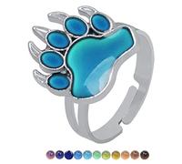 Hattba Temperature Changing Color Emotion Feeling Metal Glazed Seven-Color Rings For Women Men Jewelry Mood Bear's Paw Mood Rings