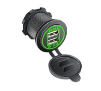 Hattba USB Charging Socket 12V-24V USB Power Outlet 2.1A Double Outlet With Caps Rings Light Port For Car Car