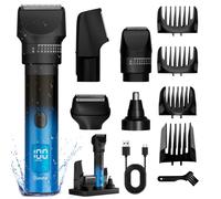 Hatteker Beard Trimmer Foil Shaver & Hair Clipper Men's Grooming Set Blue IPX7