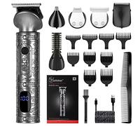 Hatteker Beard Trimmer Kit for Men Professional Hair Clipper T-Blade Nose Beard Hair Shaver Nose Hair Cutting Kit Body Grooming Cordless 6 in 1