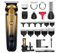 Hatteker Beard Trimmer Kit Professional Hair Clipper with Zero Gapped T-Blade Electric Razor Shaver for Nose Ear Beard Body Trimmer for Men Waterproof Cordless Grooming Kit 6 in 1