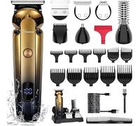 Hatteker Beard Trimmer Kit Professional Hair Clipper with Zero Gapped T-Blade Electric Razor Shaver for Nose Ear Beard Body Trimmer for Men Waterproof Cordless Grooming Kit 6 in 1